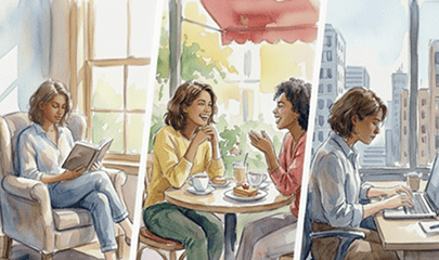 Daily Practices for Personal Growth Women following daily practices for personal growth through learning, connection, and focused work